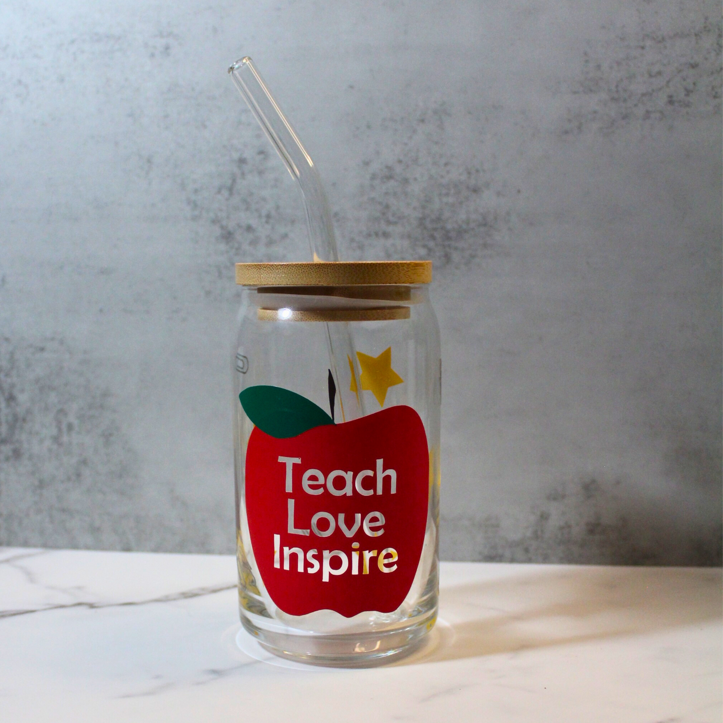 Teach Love Inspire 16oz Libbey Can Glass