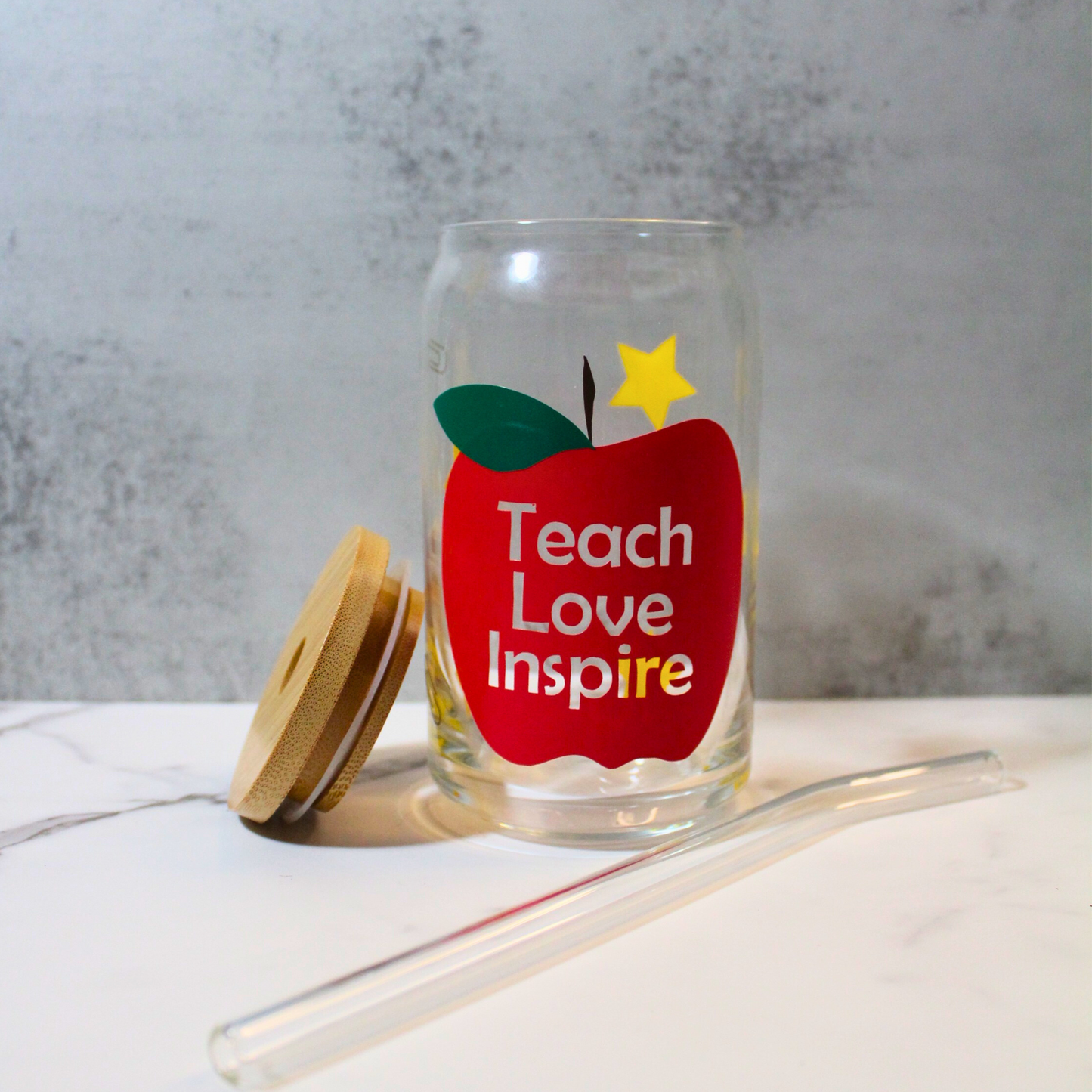 Teach Love Inspire 16oz Libbey Can Glass