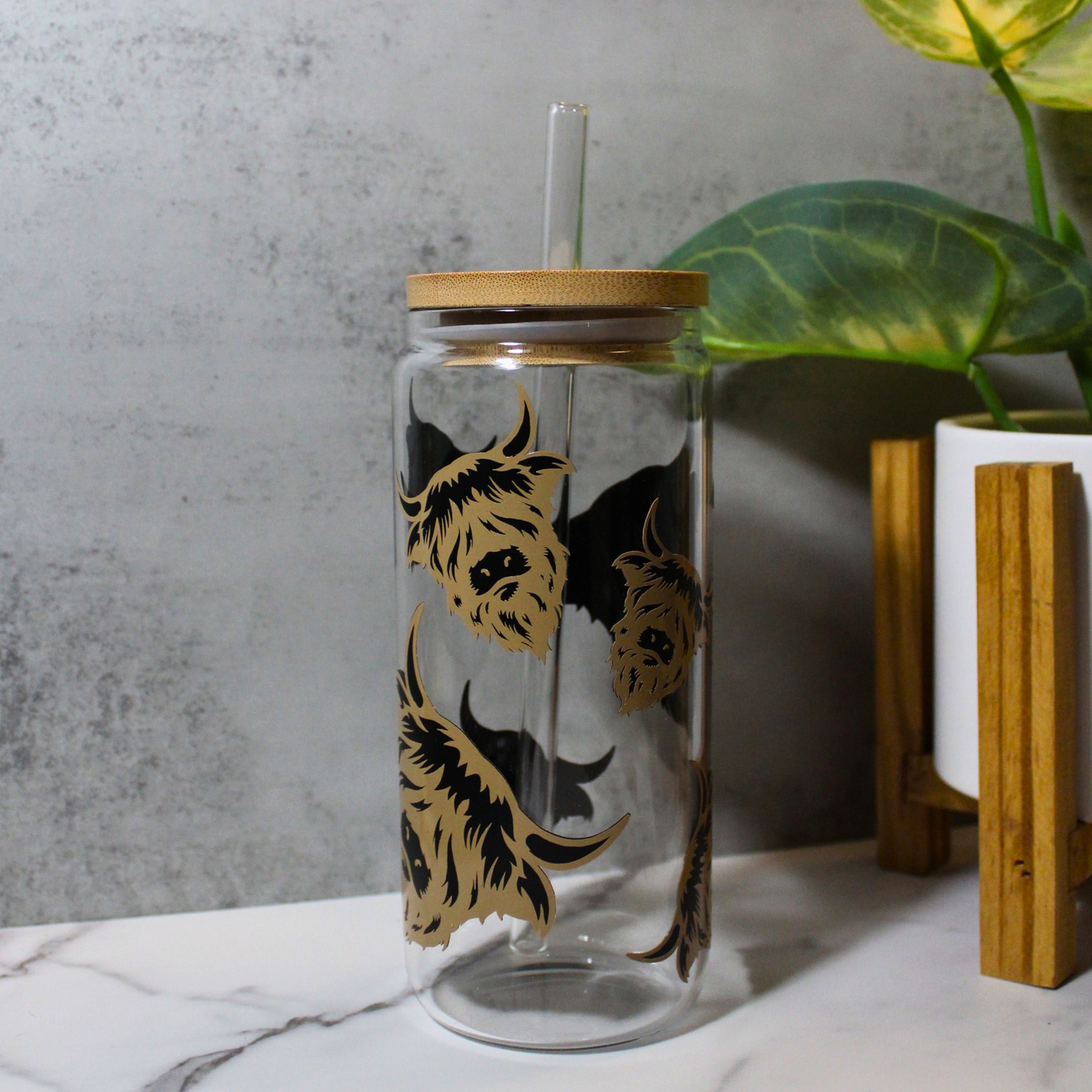 Highland Cow Libbey Can Glass