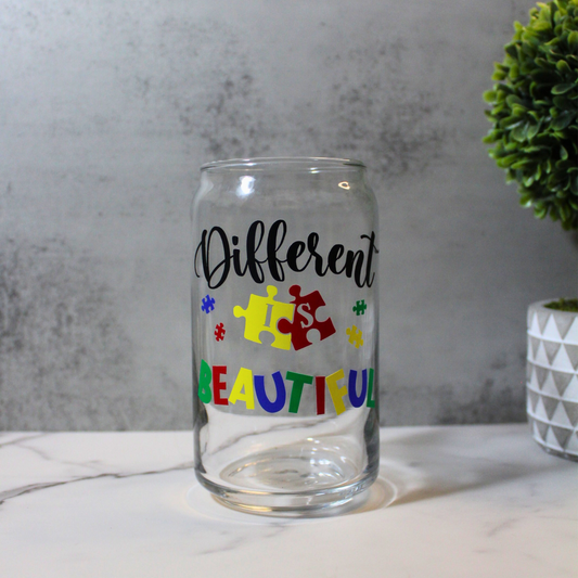 Different is Beautiful 16oz Libbey Can Glass
