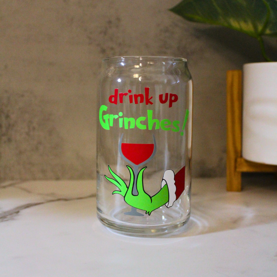 Drink up Grinches Libbey Can Glass