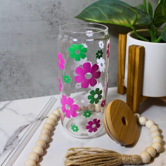 Pink & Green Color Changing Libbey Can Glass