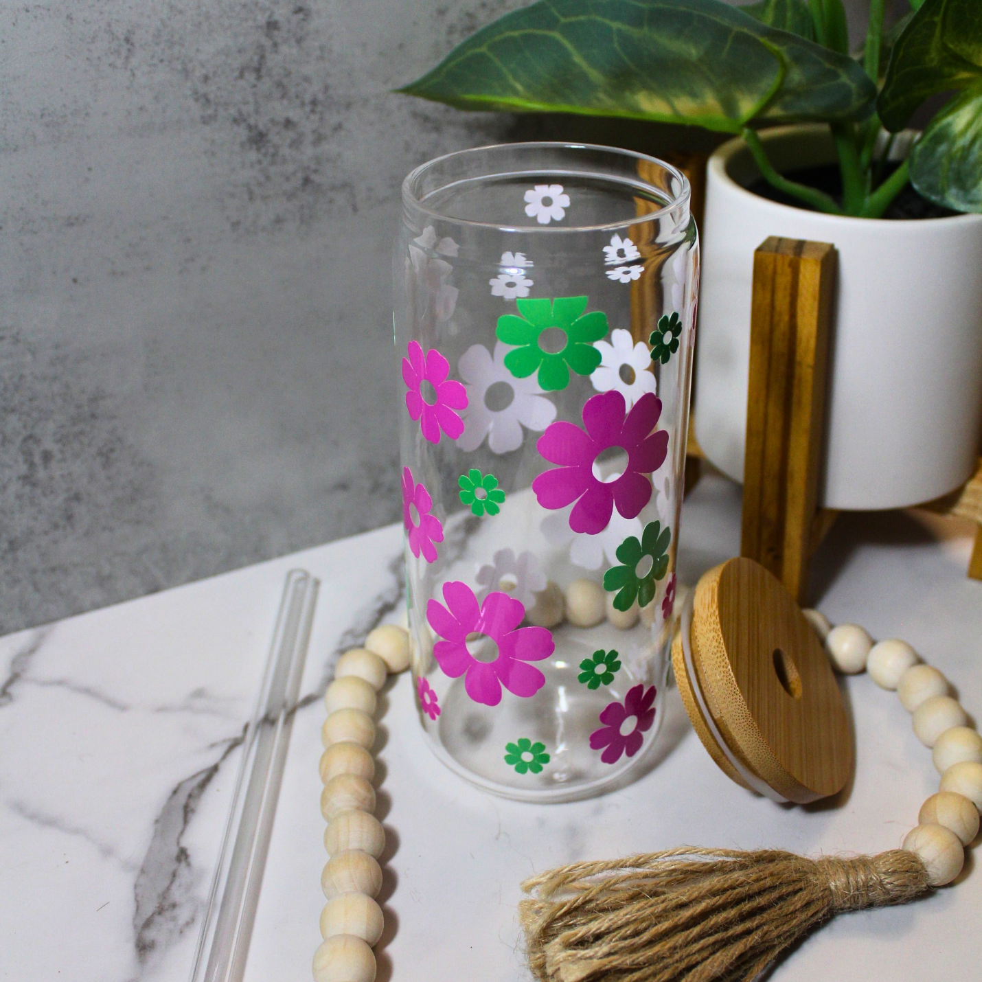 Pink & Green Color Changing Libbey Can Glass
