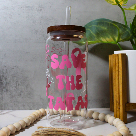 Save the Tatas Libbey Can Glass