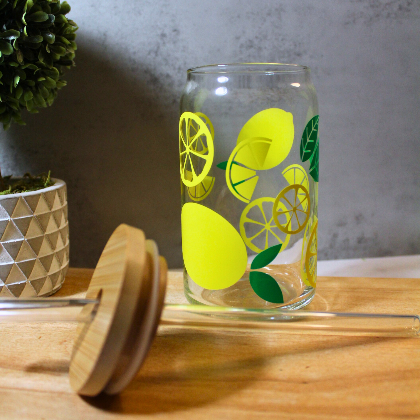 Lemons 16oz Libbey Can Glass