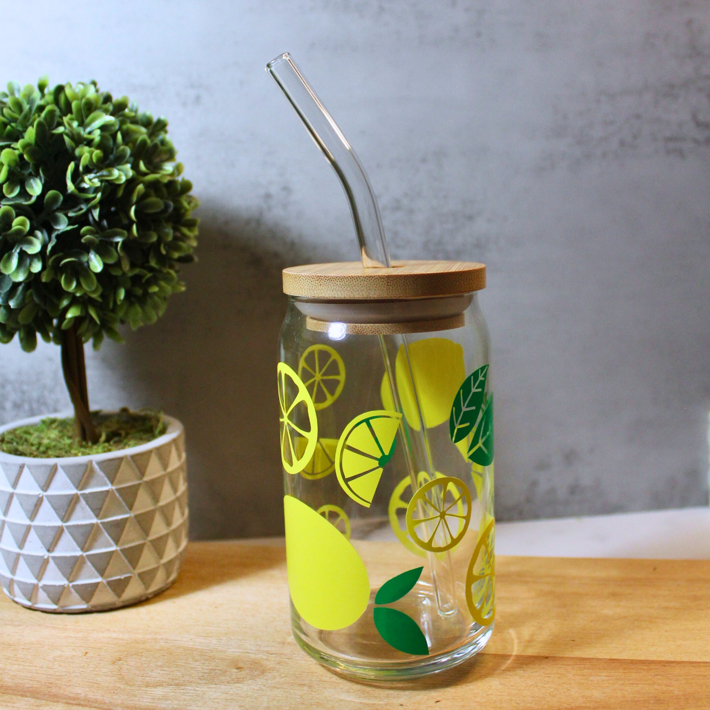 Lemons 16oz Libbey Can Glass