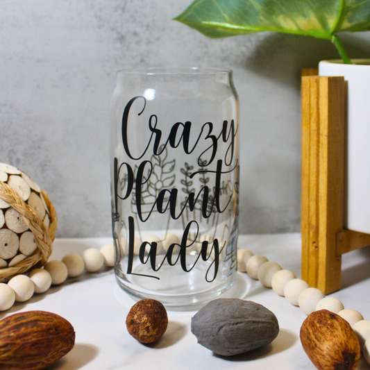 Crazy Plant Lady 16oz Libbey Can Glass