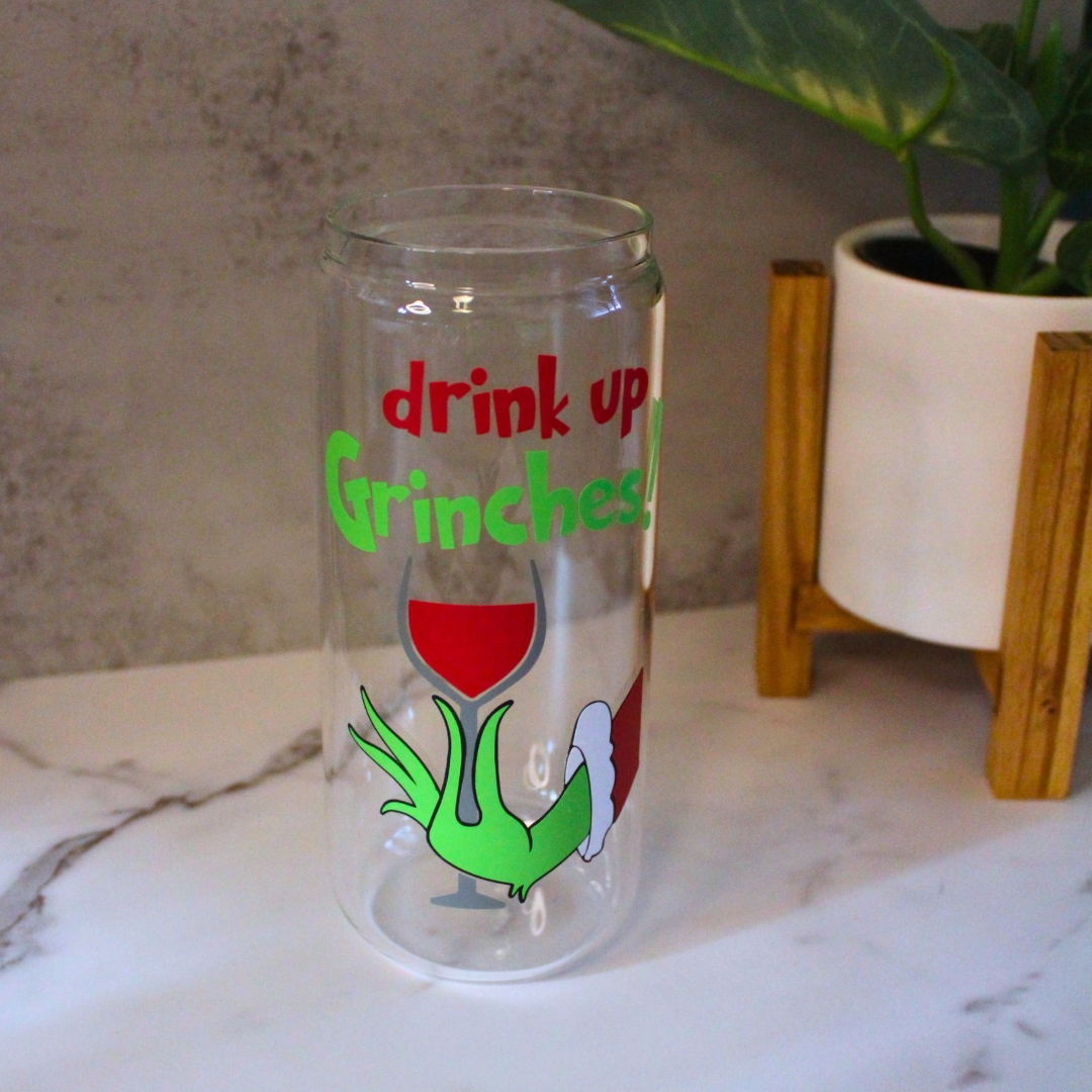 Drink up Grinches Libbey Can Glass