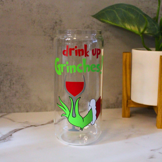 Drink up Grinches Libbey Can Glass