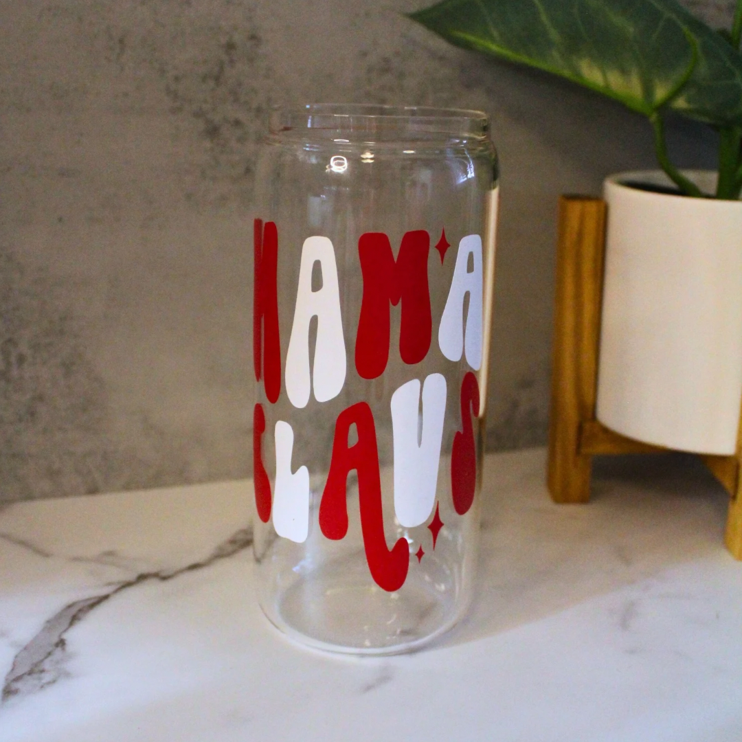 Mama Claus Libbey Can Glass