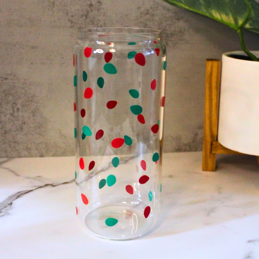 Red and Green Light Bulbs Libbey Can Glass