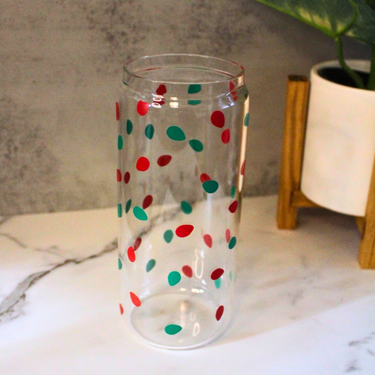 Red and Green Light Bulbs Libbey Can Glass