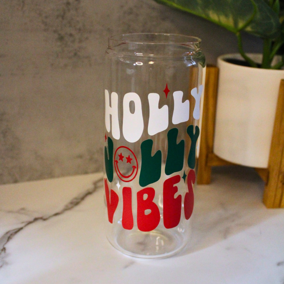 Holly Jolly Vibes Libbey Can Glass