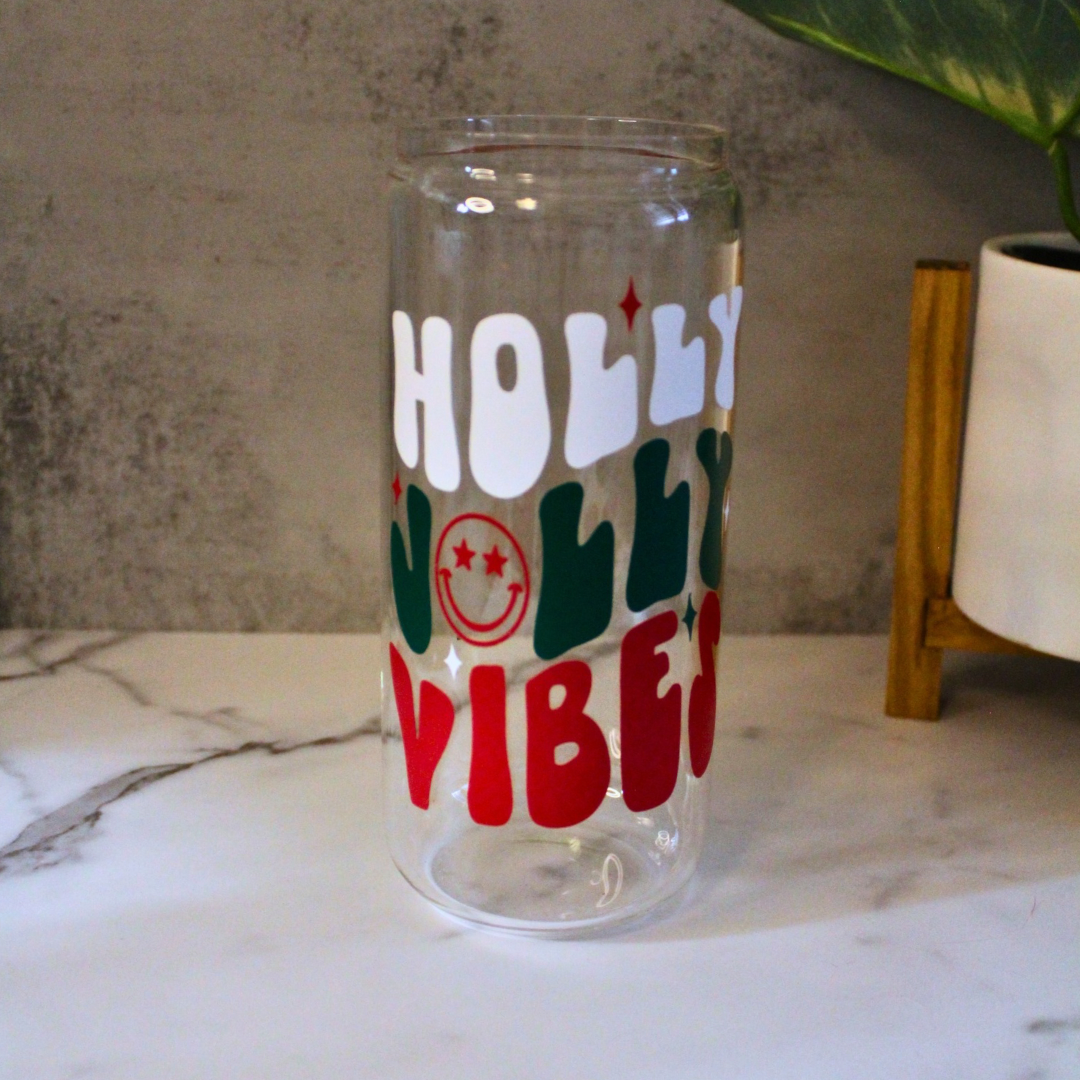 Holly Jolly Vibes Libbey Can Glass