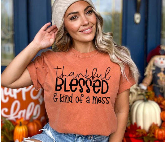 Thankful Blessed & Kindof a Mess Crewneck
